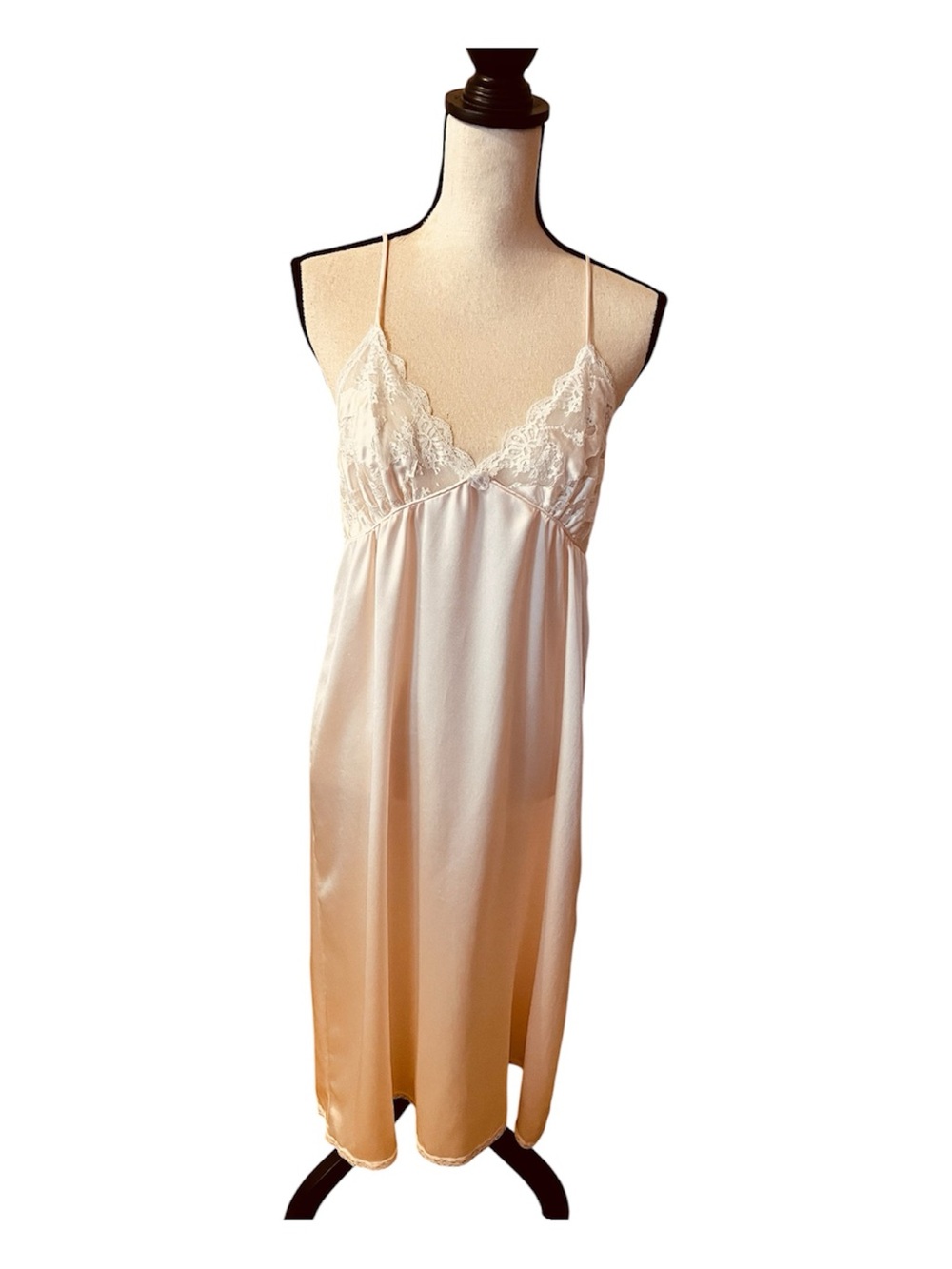 VTG Miss Dior Blush Pink Lace Trim Ballet Length Chemise S